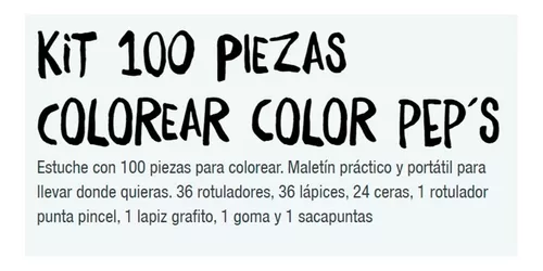 Kit 100 Piezas Colorear Set Dibujo Maped Color Peps Maletin