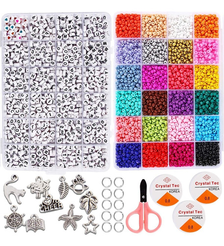 Kit Hacer Pulseras 5000 Piezas 4mm Letras Cuentas Arcoiris