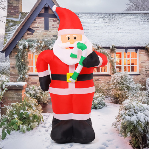 Ppp Papá Noel Inflable De Navidad De 4 Pies Con Bastón