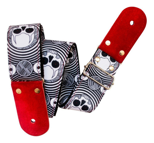 Calavera Kidam Strap/tahali Para Guitarra O Bajo Color Rojo