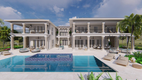 Venta De Villa De Lujo De 5 Habitaciones, Más Casa De Servicio, En Cap Cana, Punta Cana.