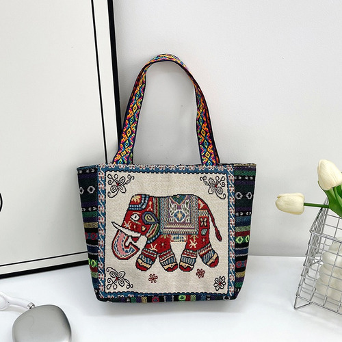 Bolso Estilo Étnico Retro Para Mujer Con Bordado De Elefante