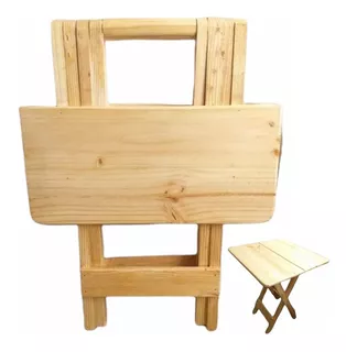 Mesa De Madera Plegable En Pino 55 X 55cm Terraza Playa