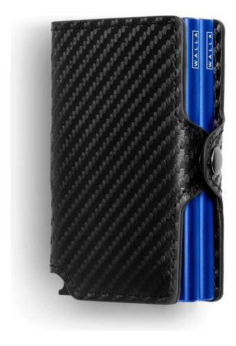 Billetera Walla Wallets Carbono Black & Blue Doble Rfid