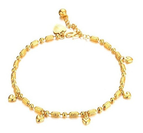 Imagen 1 de 5 de Pulsera Tobillera De Mujer 18k Chapada En Oro Pequeña Cadena
