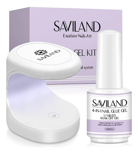 ~? Saviland Gel Nail Glue Con Mini Nail Lamp Kit, 4-en-1 U V