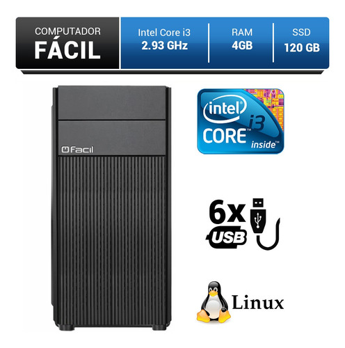 Computador Fácil Intel Core I3 4gb Ddr3 Ssd 120gb
