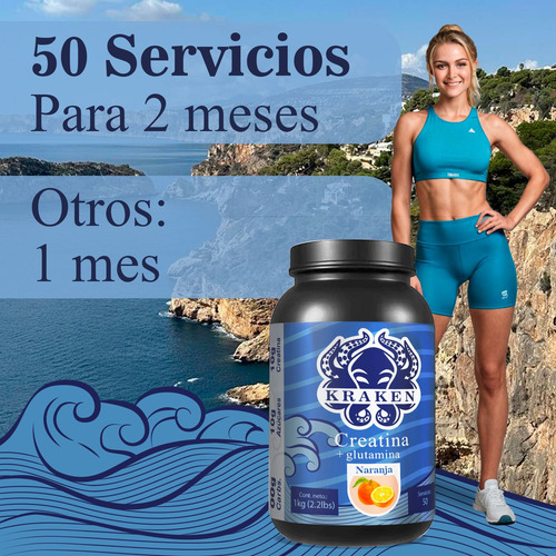 Aminoácidos Pre Creatina+glutamina Kraken 1kg Varios Sabores Naranja