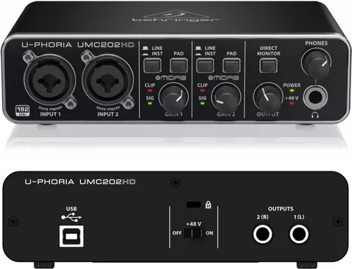 Behringer U-PHORIA UMC202HD Interface audio 24 bits 192 kHz 110 dB