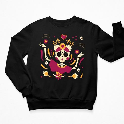 Imagen 2 de 4 de Sudadera Día De Muertos - Unisex- Halloween- Calavera Flores