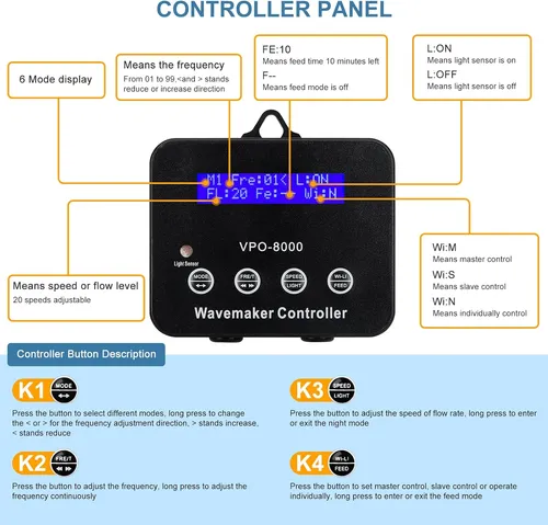 2100gph 12w Acuario Wave Maker Dc 24v Powerhead Con...