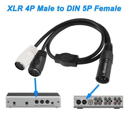 Xmsjsiy Midi 5 Pin Din A Xlr Splitter Y Adaptador Cable 4 De