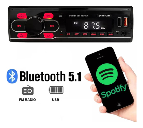 Toca Radio Auto Motivo Mp3 Player First Option Bluetooth