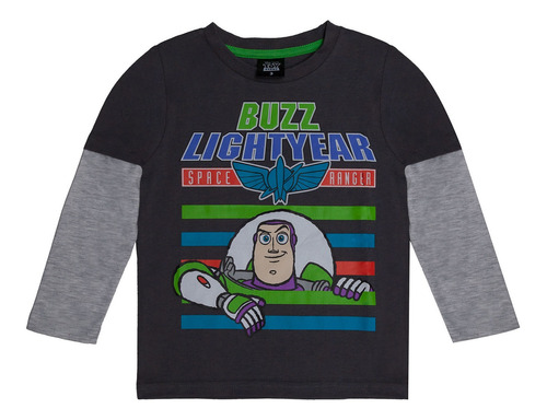 Polera Manga Larga Niño Buzz Star Gris Disney