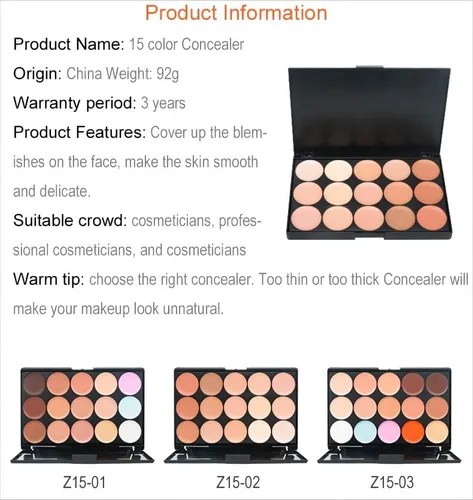 Yarlady Set De Maquillaje De 15 Colores De Base Correctora D
