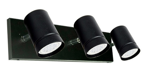 Spot Aplique 3 Luces Negro Gu10 Sin Lampara Pared O Techo