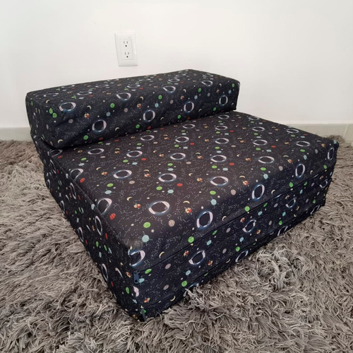 Sofá Cama Infantil Plegable, Colchoneta Con Soporte Firmé Color Gris espacio