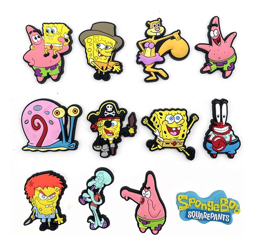 Set De 12 Pins Pines Bob Esponja, Adornos Crocs