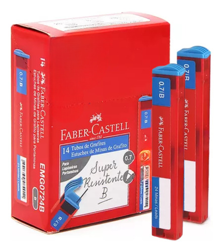 Grafite Lapiseira 0.7b Faber Castell 2 Tubo Com 24 Grafites
