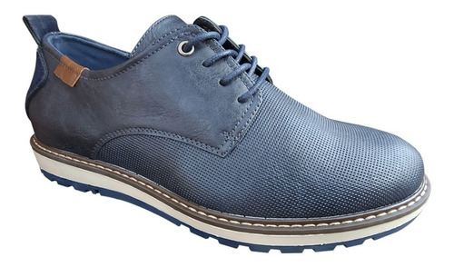 Zapato De Hombre Casual Oxford Cuero Pu Azul - 7120