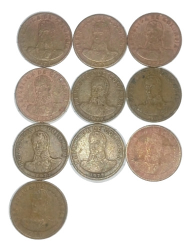 Lote Set 10 Monedas 2 Pesos Colombia 1977/1981 Simon Bolívar