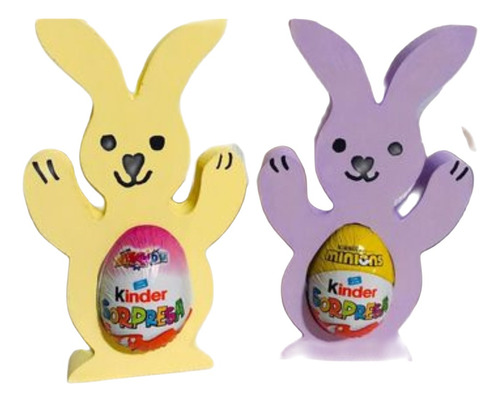 Conejo De Pascua  Pintado +huevo Kinder Sorpresa X4 Unidades