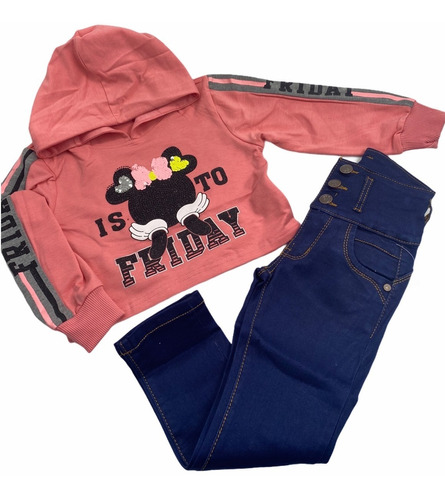 Conjunto Jeans / Poleron Niña Moda Fashion