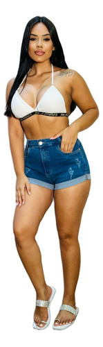 Shorts Jeans Feminino Sal E Pimenta Cintura Alta Hot Pants