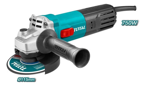 Imagen 3 de 10 de Amoladora Angular Total 750w Con 10 Discos De Corte 115