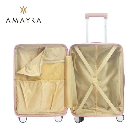 Valija Carry On Porta Notebook De Cabina 20p Amayra Viajes Rosa Gold Lisa