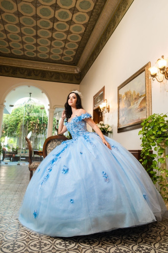 Imagen 8 de 9 de Vestido Largo De Quinceañera Glitter Pedrería Quince Años