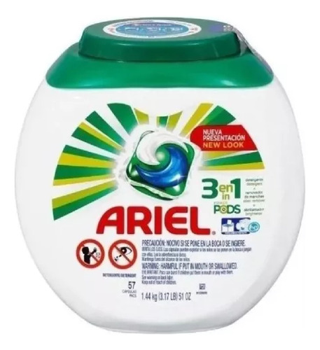 57 Pz Cápsulas De Detergente Ariel Pods 3 En 1
