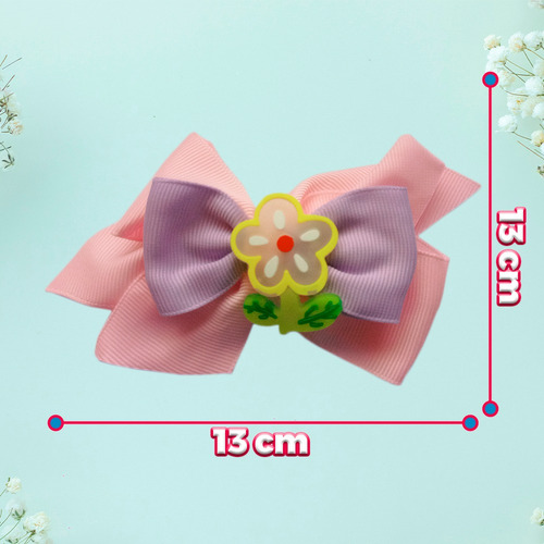 Moños Juego2 Piezas Lazo Bicolor Flor Acrilico Clip Cabello