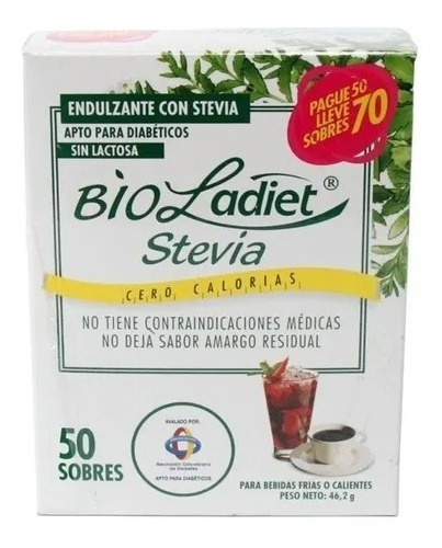 Stevia Polvo Caja X 50+20 Sobre - Unidad a $300