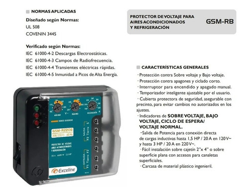 Protector De Voltaje 220v Cable Cable A/a Exceline Gsm-r220b