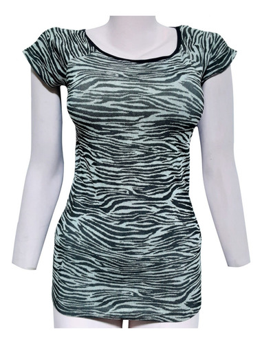 Polo Animal Print Cebra Mujer Talla L One Step Up