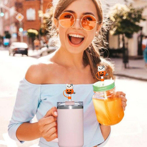 Adornos De Paja De Halloween Para Vasos Cubiertas De Paja De