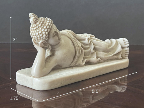 Estatua Buda Reclinable Escultura Meditación 5.5 Pulgadas Mm