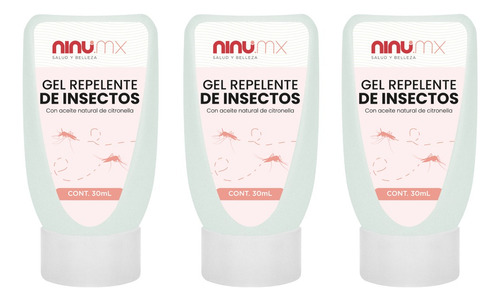 Repelente Gel Mosquitos Insectos Ninu Paquete 3 Pzas 30 Ml
