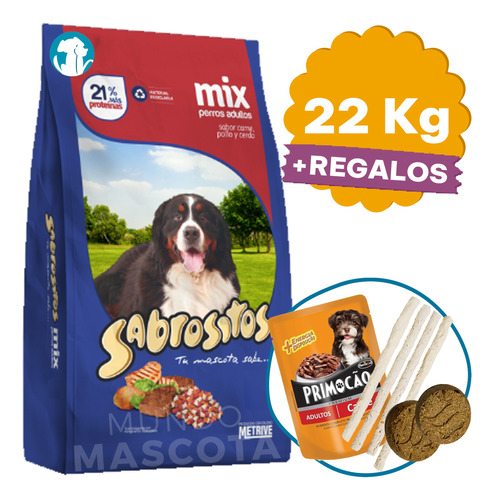 Comida Perro Adulto Sabrositos Mix Carnes 20 + 2 Kg + Regalo