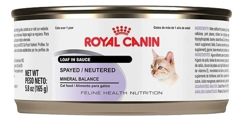 24 Latas Royal Canin Spayed Neutered Cats Loaf In Sauce 165g