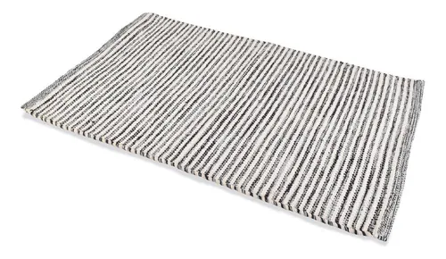Alfombra De Ambiente 100% Algodón 50x80cm - Mintt Diseño de la tela Celeste a Rayas