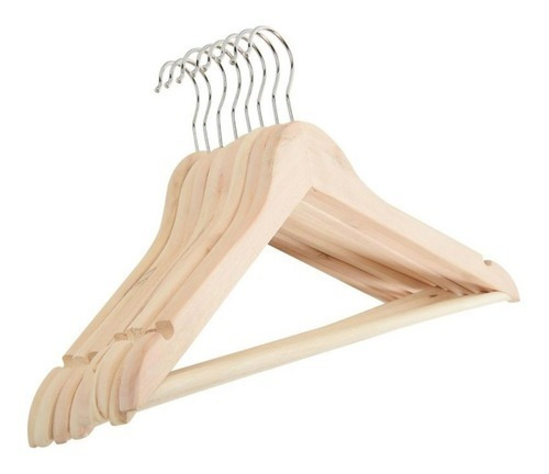 Ganchos Para Ropa Madera Natural 8 Piezas Calidad