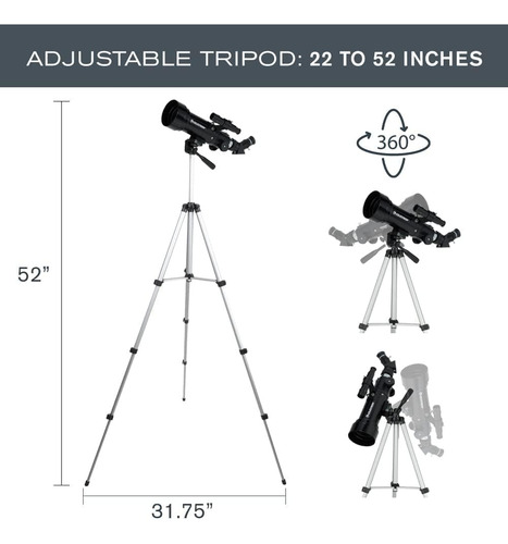 Telescopio Refractor Celestron 21035, 70 Mm, Negro, C/ Bolso