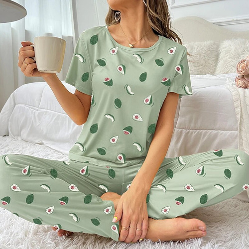 Conjunto De Pijamas Femininos Para Casa E Camisola Com Padrã