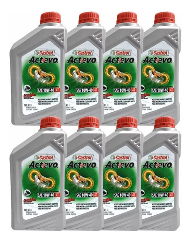 Caja 8ltr Aceite Castrol Actevo Motos 4t 10w40 Semisintético