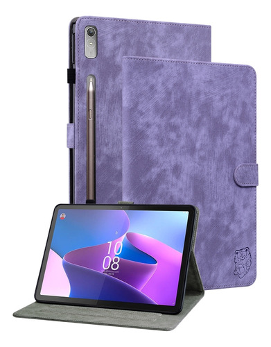 Funda De Tableta De Cuero Morado Para Lenovo Tab P12