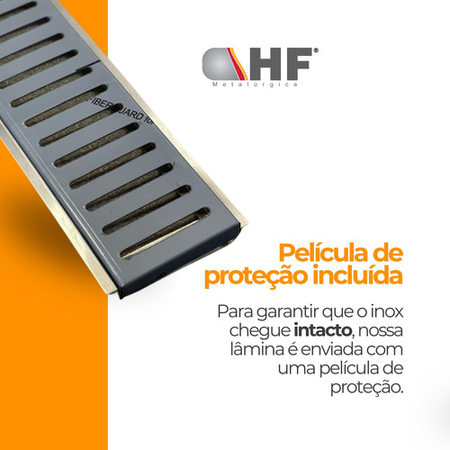Ralo Linear 15x100 Grelha Inox Escovado Com Suporte Caixilho