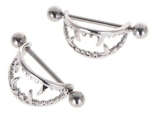 2 Piezas Piercing Pezón Mujer Dama Halloween Boca Dientes Af
