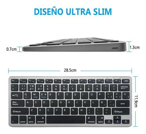 Teclado Inalambrico Español,recargable Bluetooth Wireless